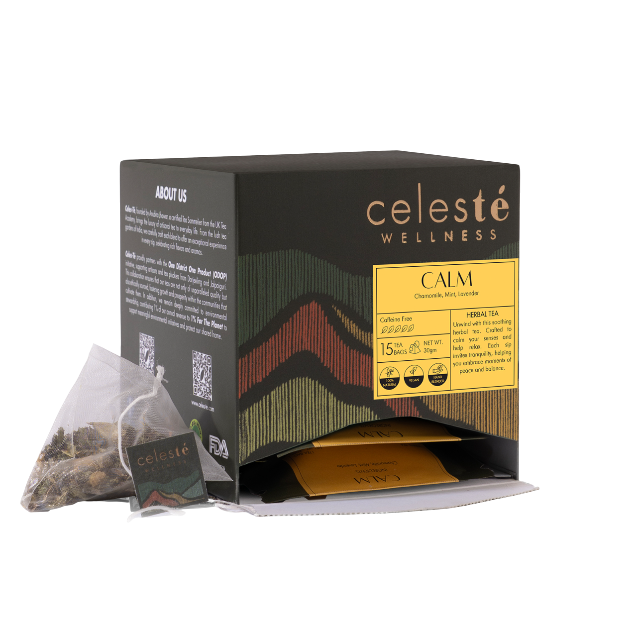 Chamomile Lavender Herbal Tea Bags | Calm - 15 Count - CELESTE