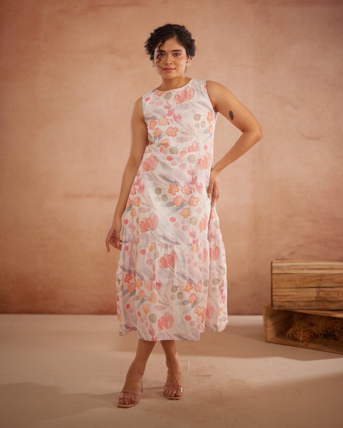 Prajaktta Hand-Embroidered Floral Midi Dress – hand-embroidered 100% cotton – RASRA MAI