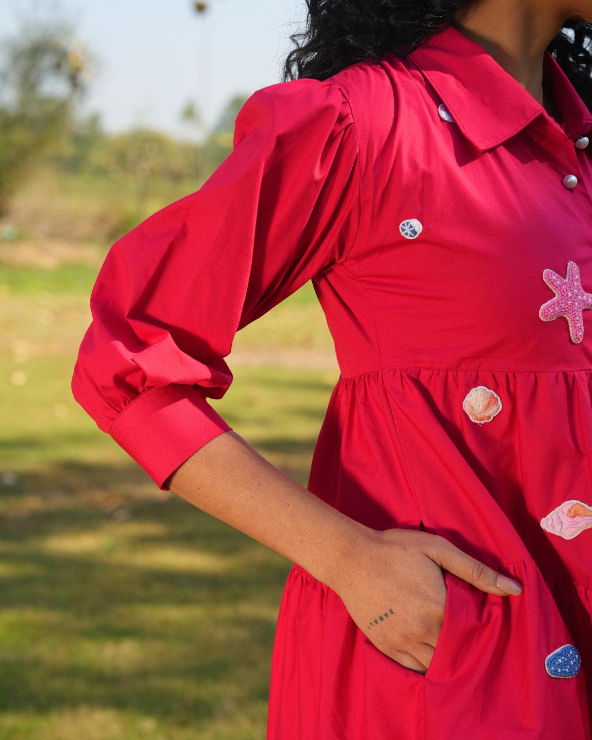 Vaanya Hand-Embroidered Short Dress – hand-embroidered 100% cotton – RASRA MAI