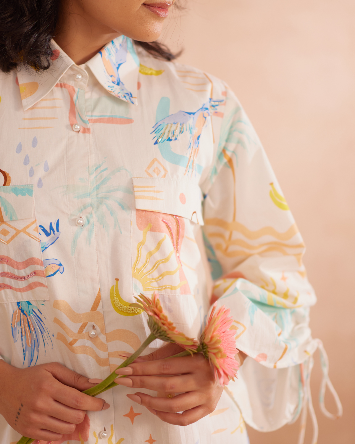 Piah Hand-Embroidered Summer Shirt Dress – hand-embroidered 100% cotton – RASRA MAI