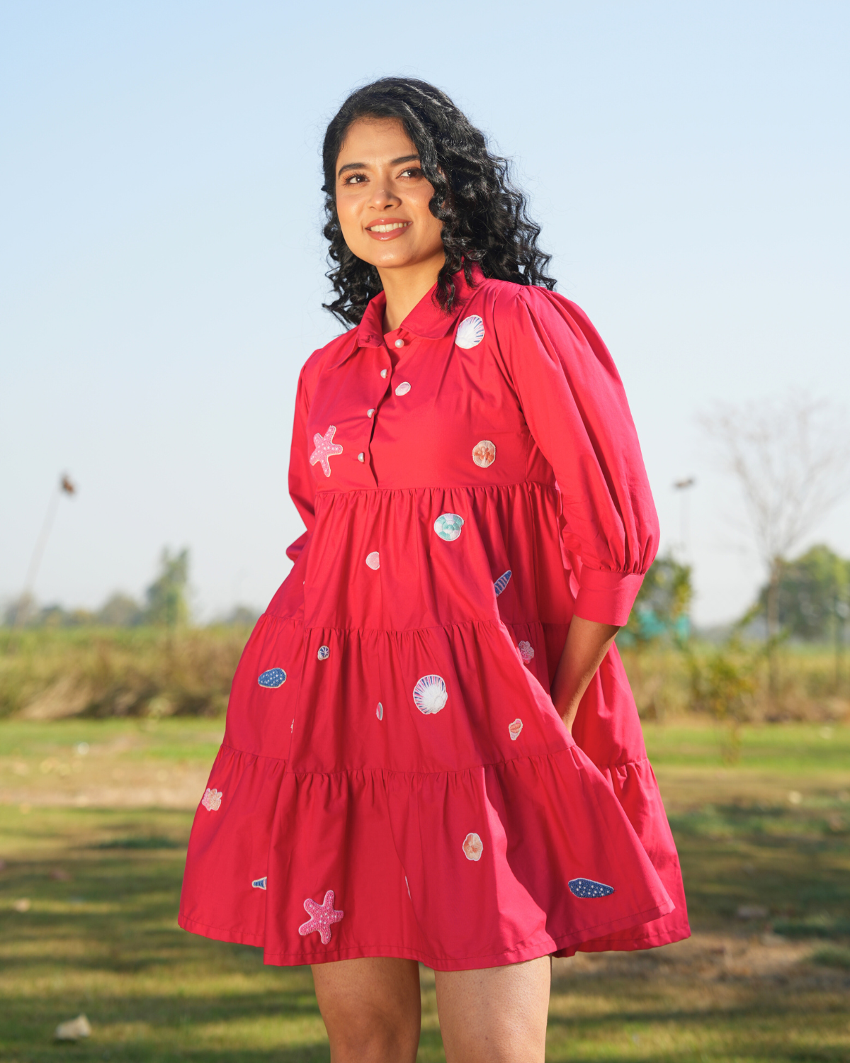 Vaanya Hand-Embroidered Short Dress – hand-embroidered 100% cotton – RASRA MAI