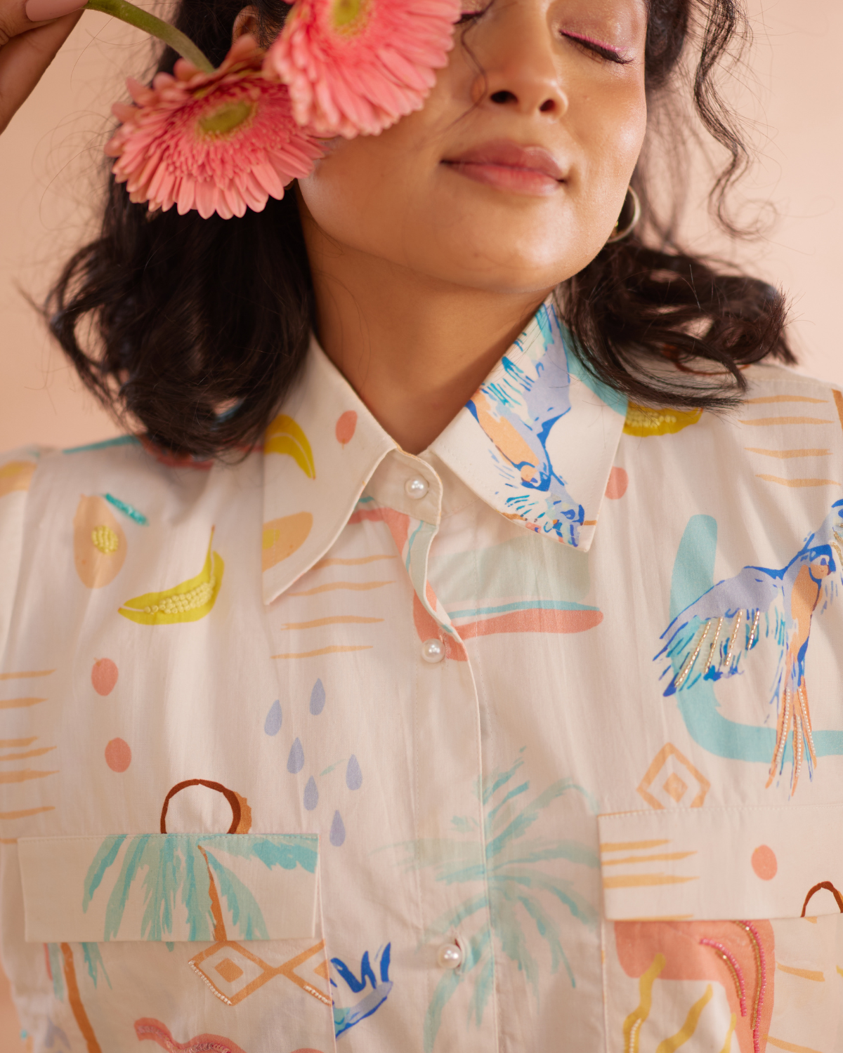 Piah Hand-Embroidered Summer Shirt Dress – hand-embroidered 100% cotton – RASRA MAI