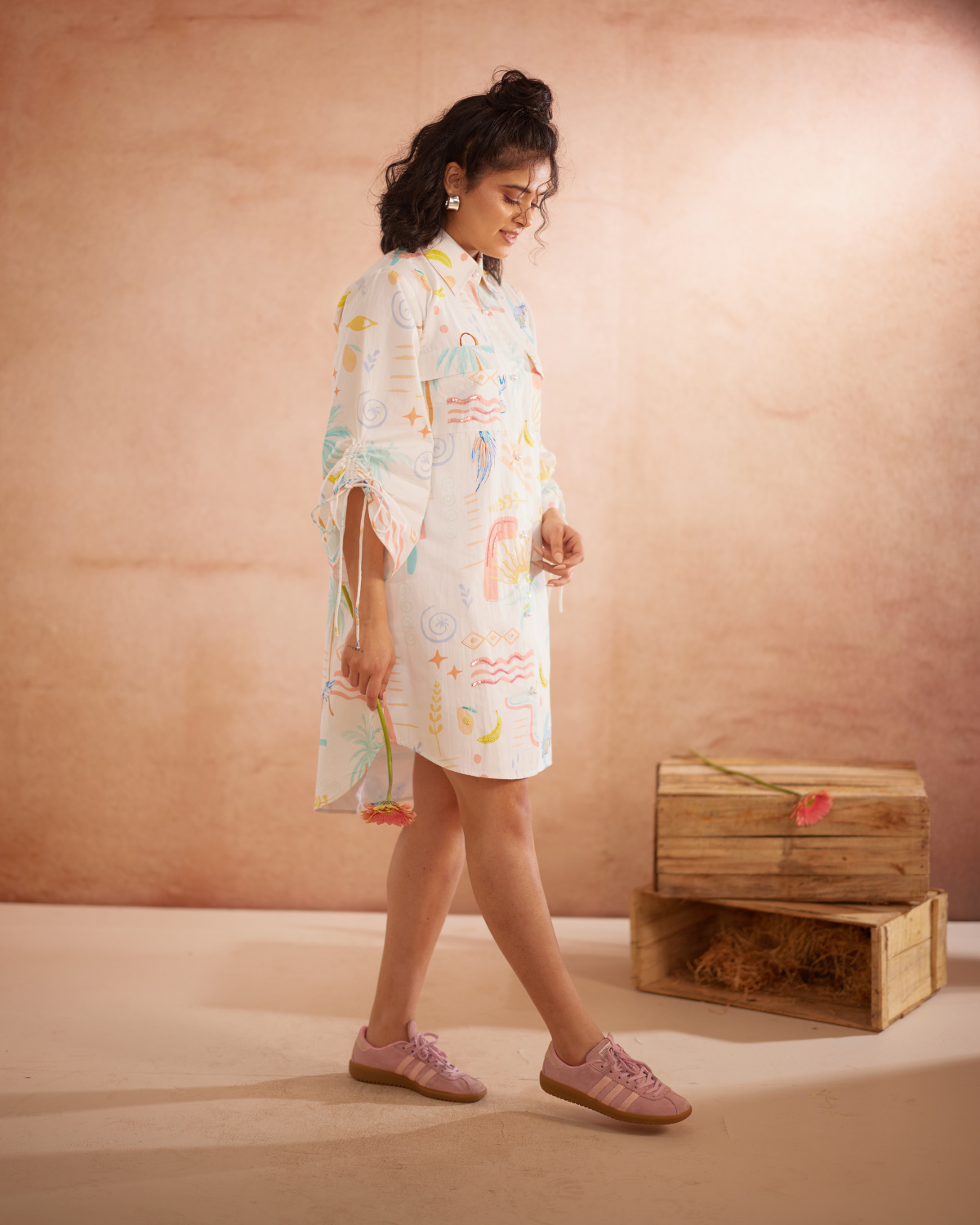 Piah Hand-Embroidered Summer Shirt Dress – hand-embroidered 100% cotton – RASRA MAI