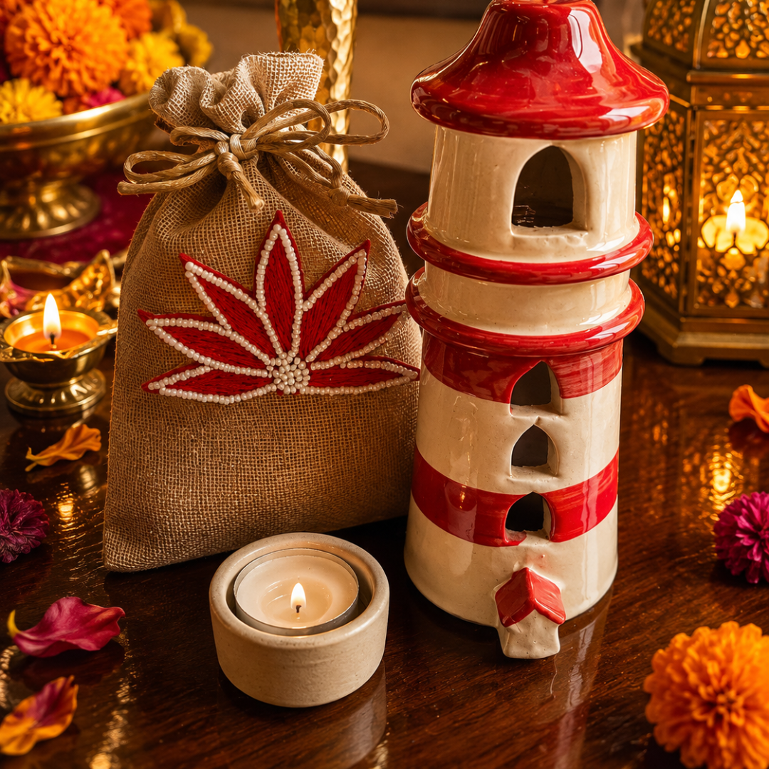 Shubh Labh Ruby Tealight Festive Decor – Diwali Home Décor - https://artecasa.in/
