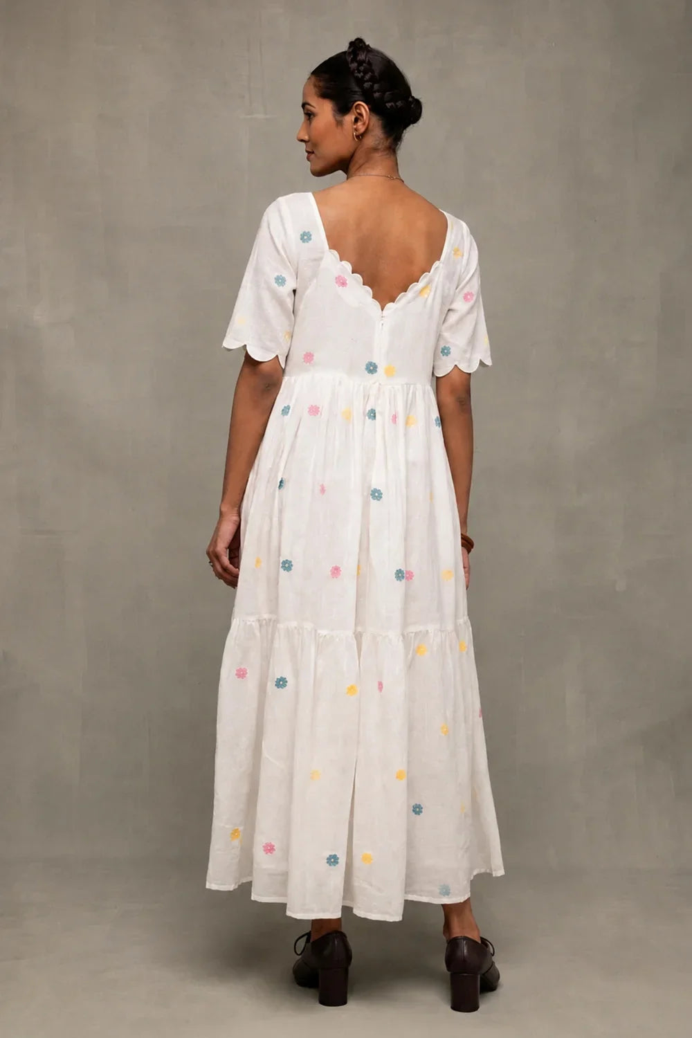 White Gulrang Pure Cotton Jamdani Dress-Sutra Art of Clothing
