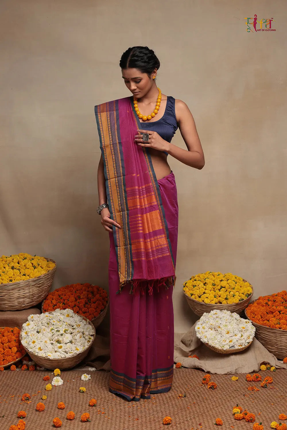 Pink Handloom Kanchi Cotton Saree-Sutra Art of Clothing