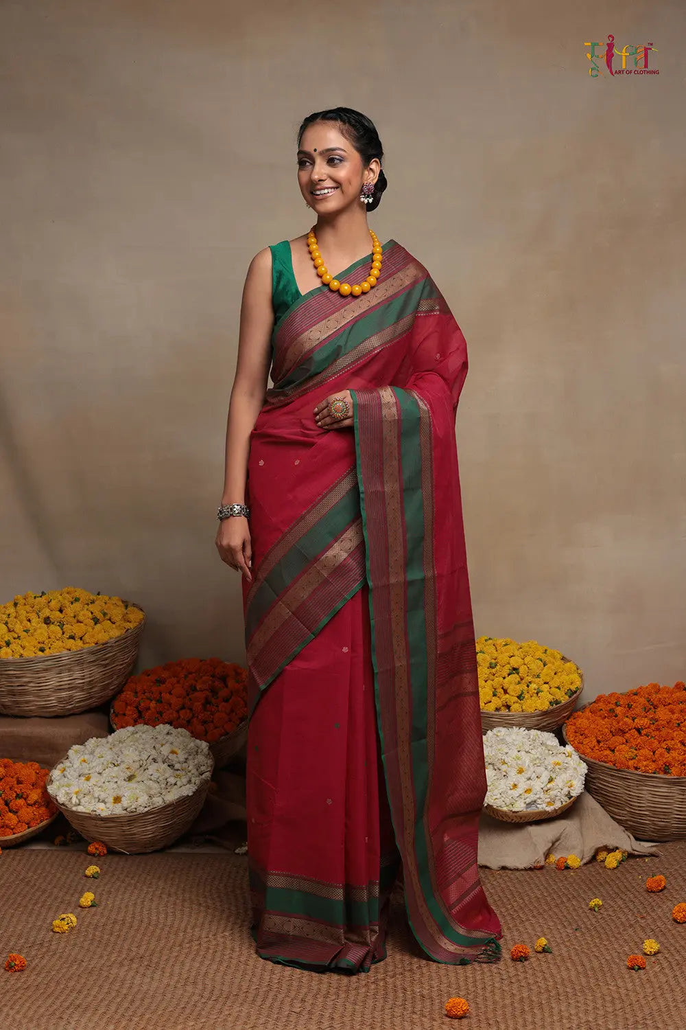Handloom Rani Pure Cotton Kanchi Saree-Sutra Art of Clothing