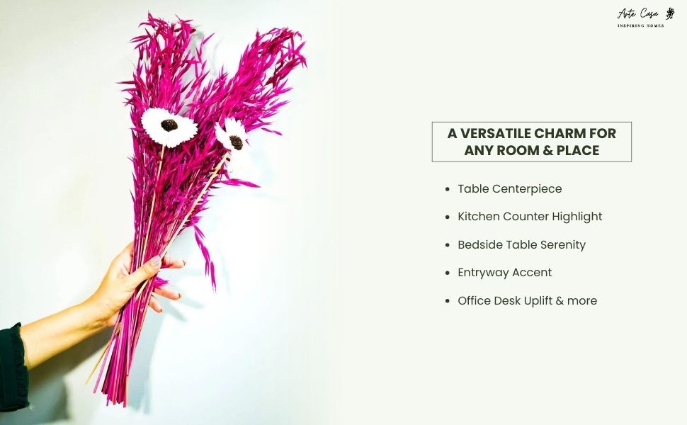 Pink Oats Sunflower Bunch – Premium Dried Flower Arrangement - https://artecasa.in/