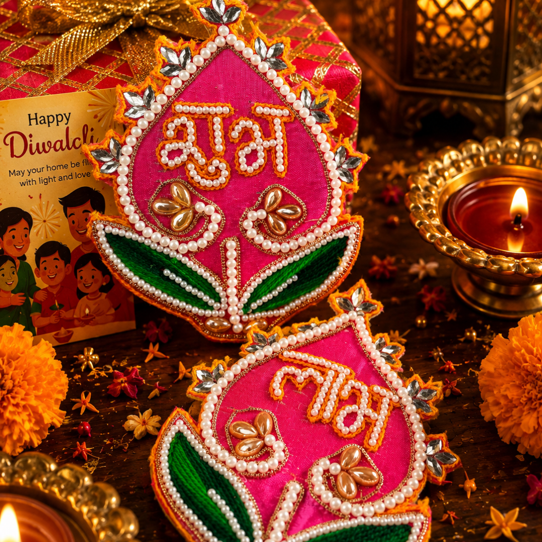 Shubh Labh Pink Celebration Gift Box | Urli Candle, Almonds & Diwali Hamper - https://artecasa.in/