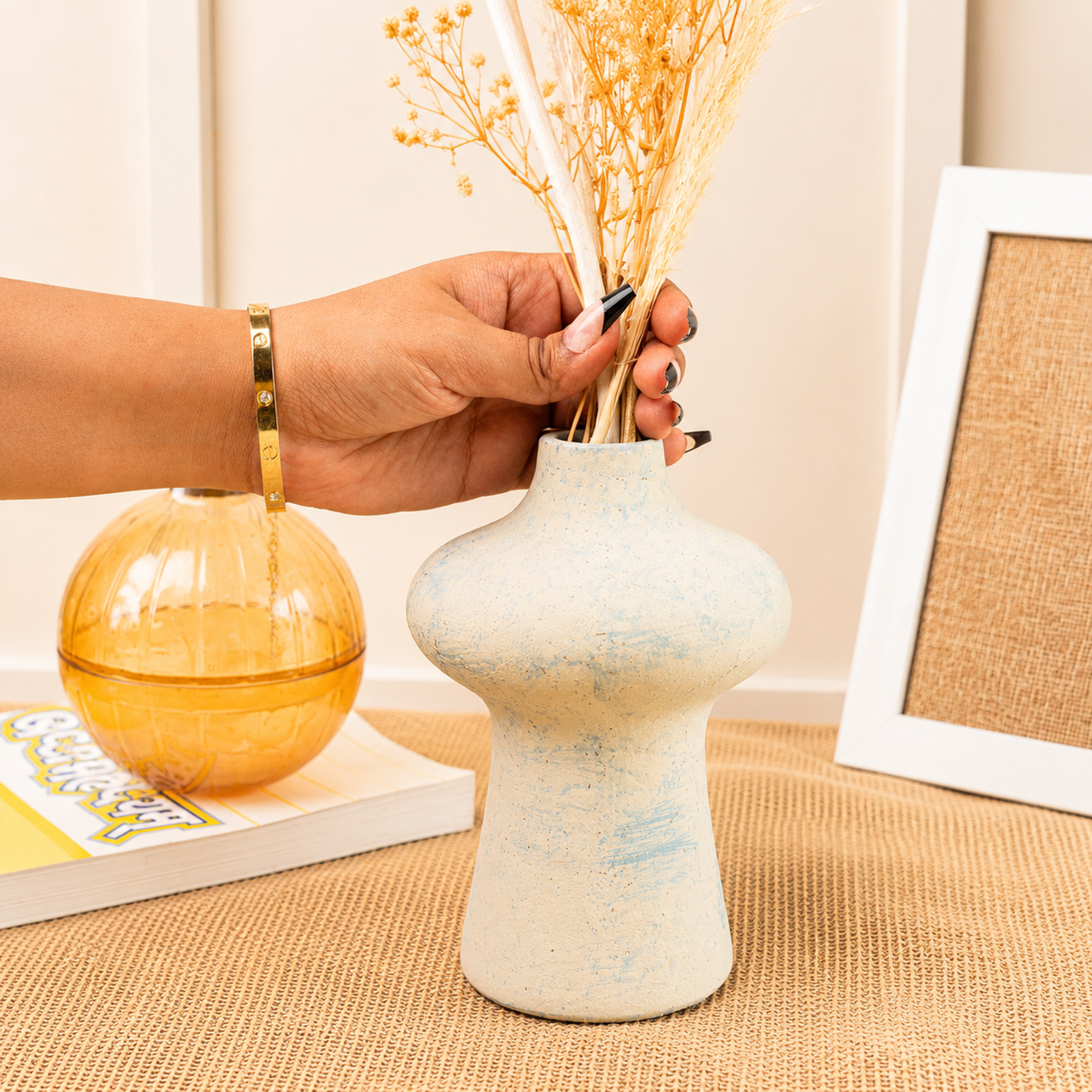 Modern home décor vase with flowers