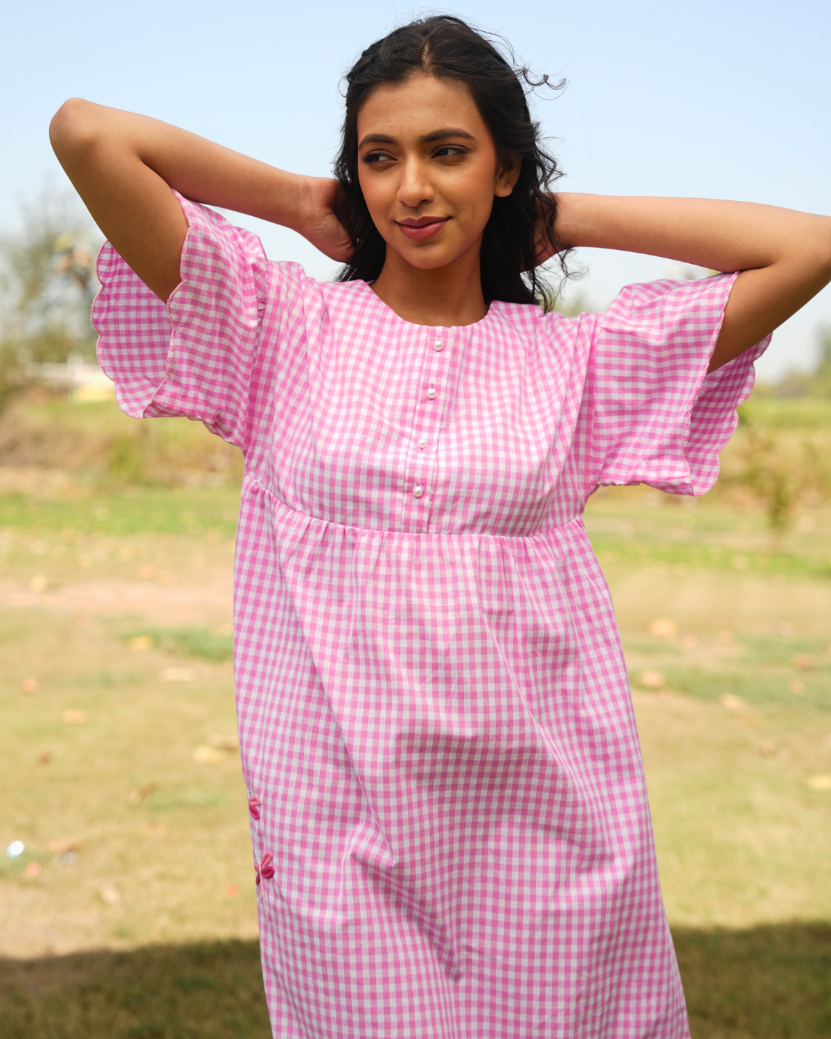Mittali Hand-Embroidered Short Dress – hand-embroidered 100% cotton – RASRA MAI