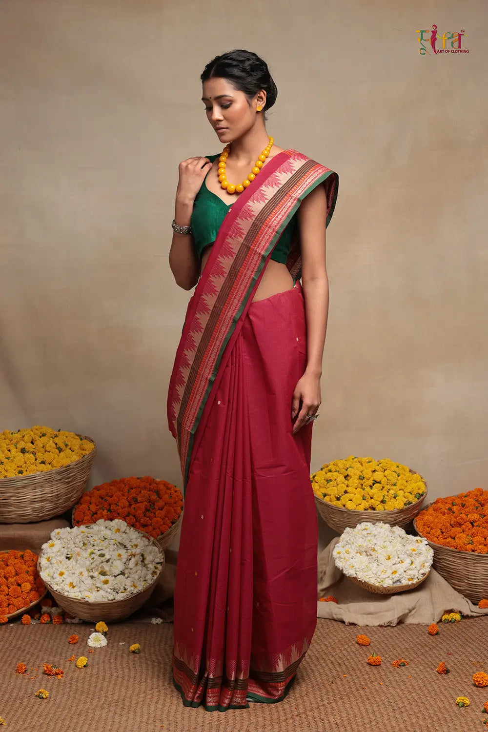 Magenta Handloom Pure Cotton Kanchi Saree-Sutra Art of Clothing