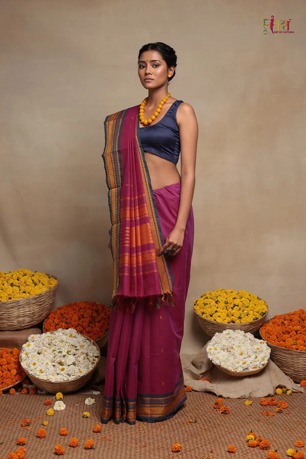 Pink Handloom Kanchi Cotton Saree-Sutra Art of Clothing