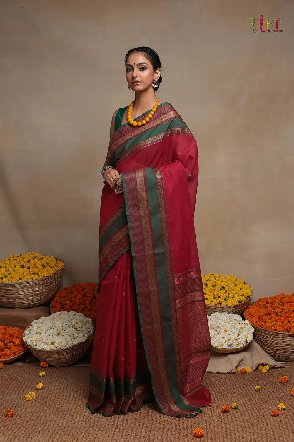 Handloom Rani Pure Cotton Kanchi Saree-Sutra Art of Clothing