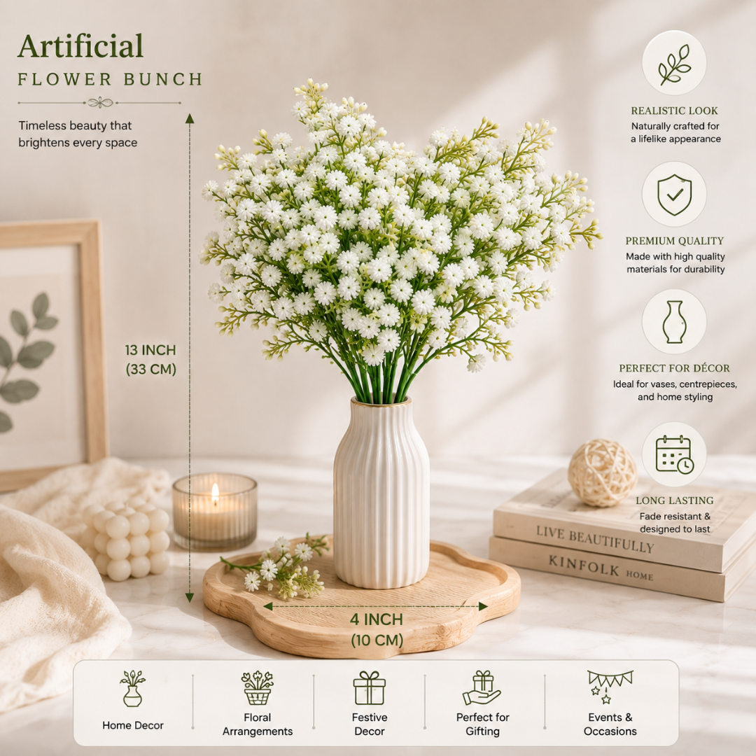 Snow Bloom Gypsophila Artificial Flower | White Baby’s Breath - https://artecasa.in/