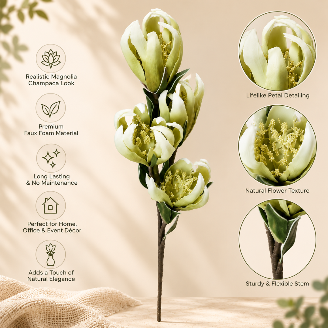 Verdant Champaca Magnolia Artificial Flower | Diwali Decor - https://artecasa.in/