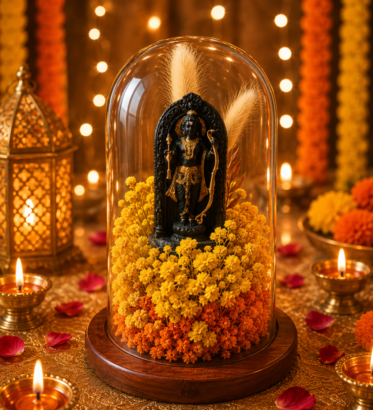 Ram Darbar Blessings Decorative Dome | Elegant Ram Ji Festive Showpiece - https://artecasa.in/
