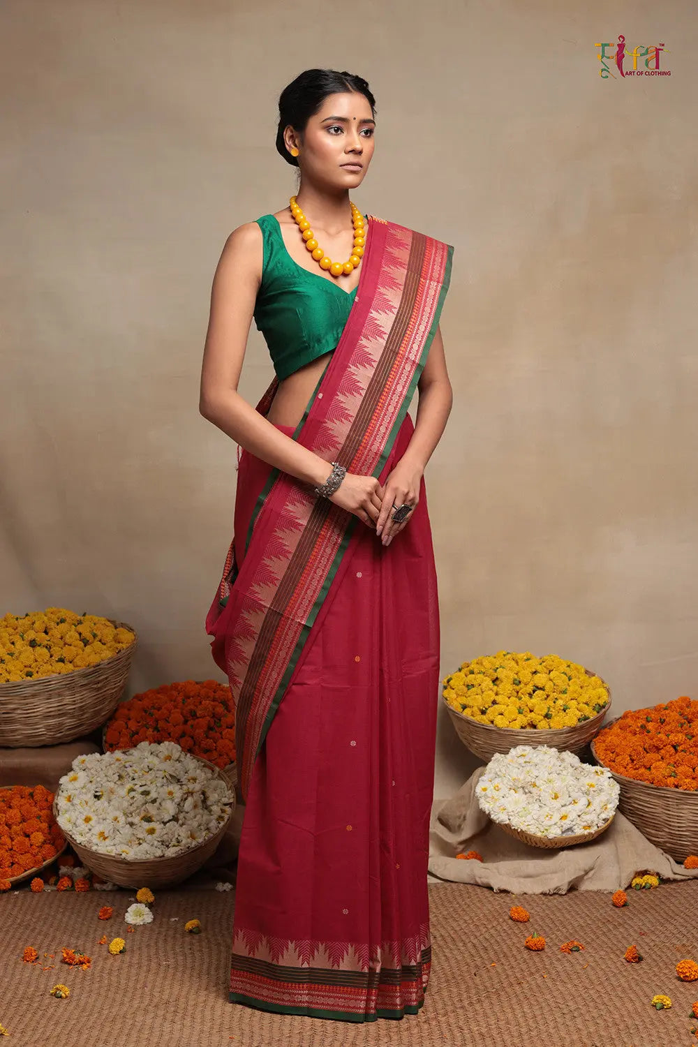 Magenta Handloom Pure Cotton Kanchi Saree-Sutra Art of Clothing