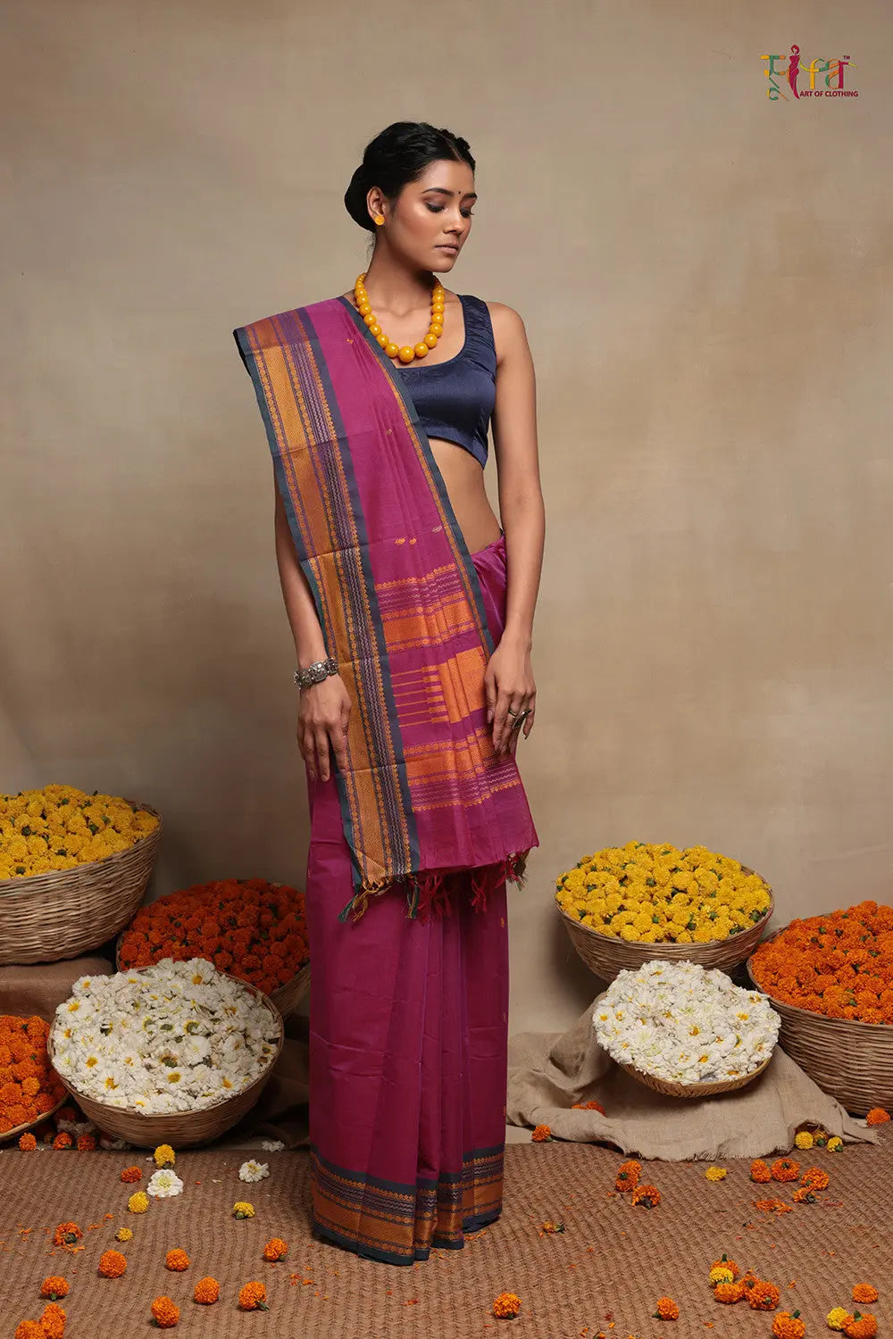 Pink Handloom Kanchi Cotton Saree-Sutra Art of Clothing