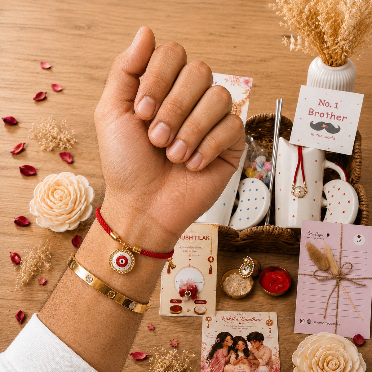 Artecasa Heartfelt Sibling Love Rakhi Hamper - https://artecasa.in/