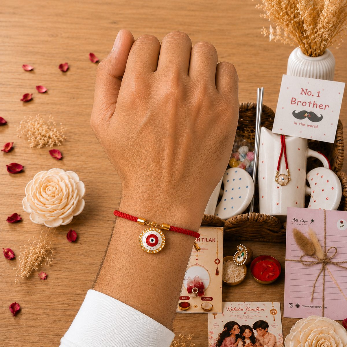 Artecasa Crimson Ceramic Sipper Hamper | Premium Raksha Bandhan Gift Hamper - https://artecasa.in/