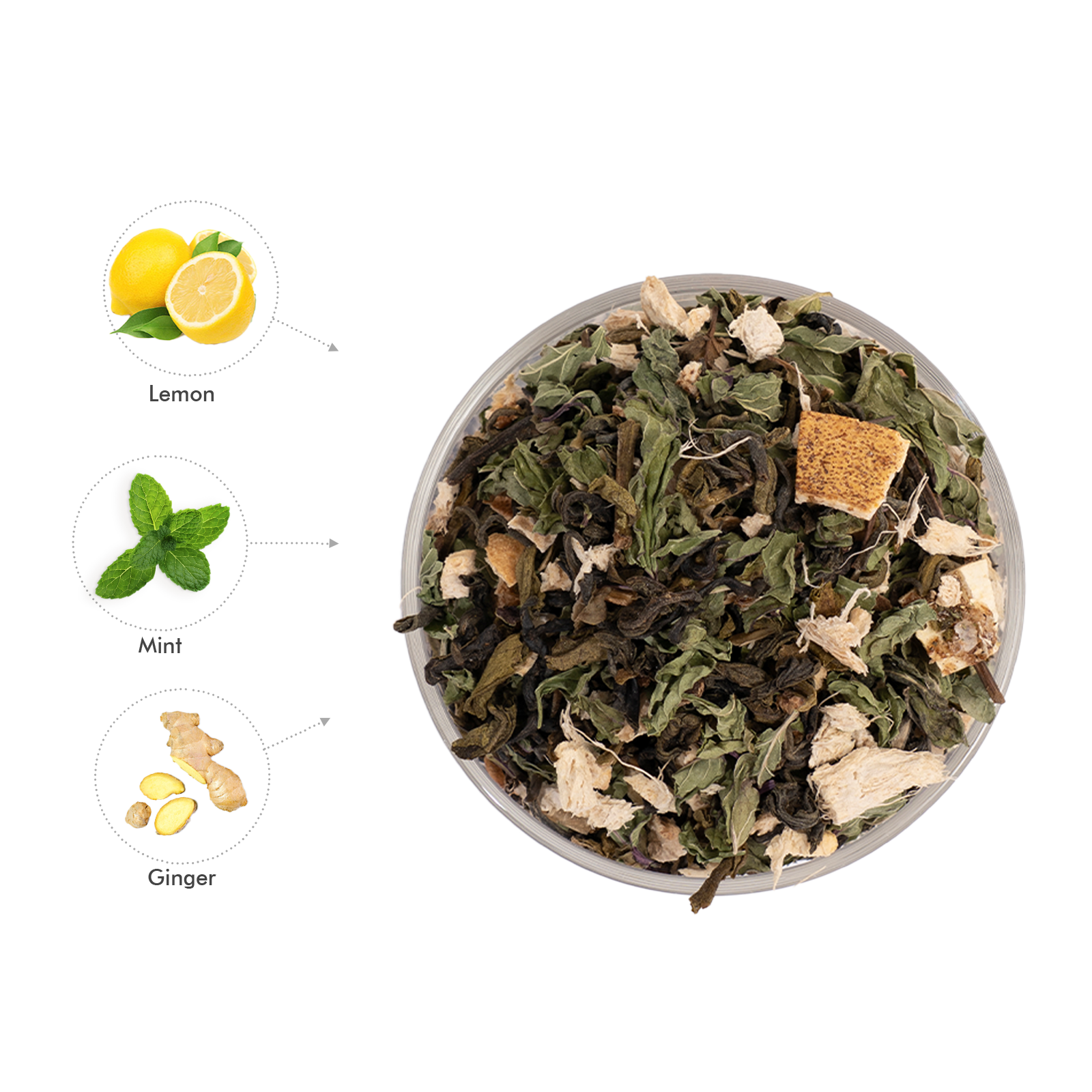 Ginger Mint Tea Bags | Digest Green Tea - 15 Count - CELESTE