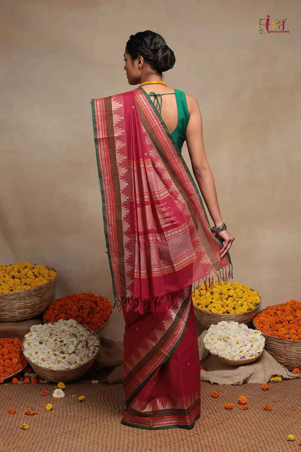 Magenta Handloom Pure Cotton Kanchi Saree-Sutra Art of Clothing