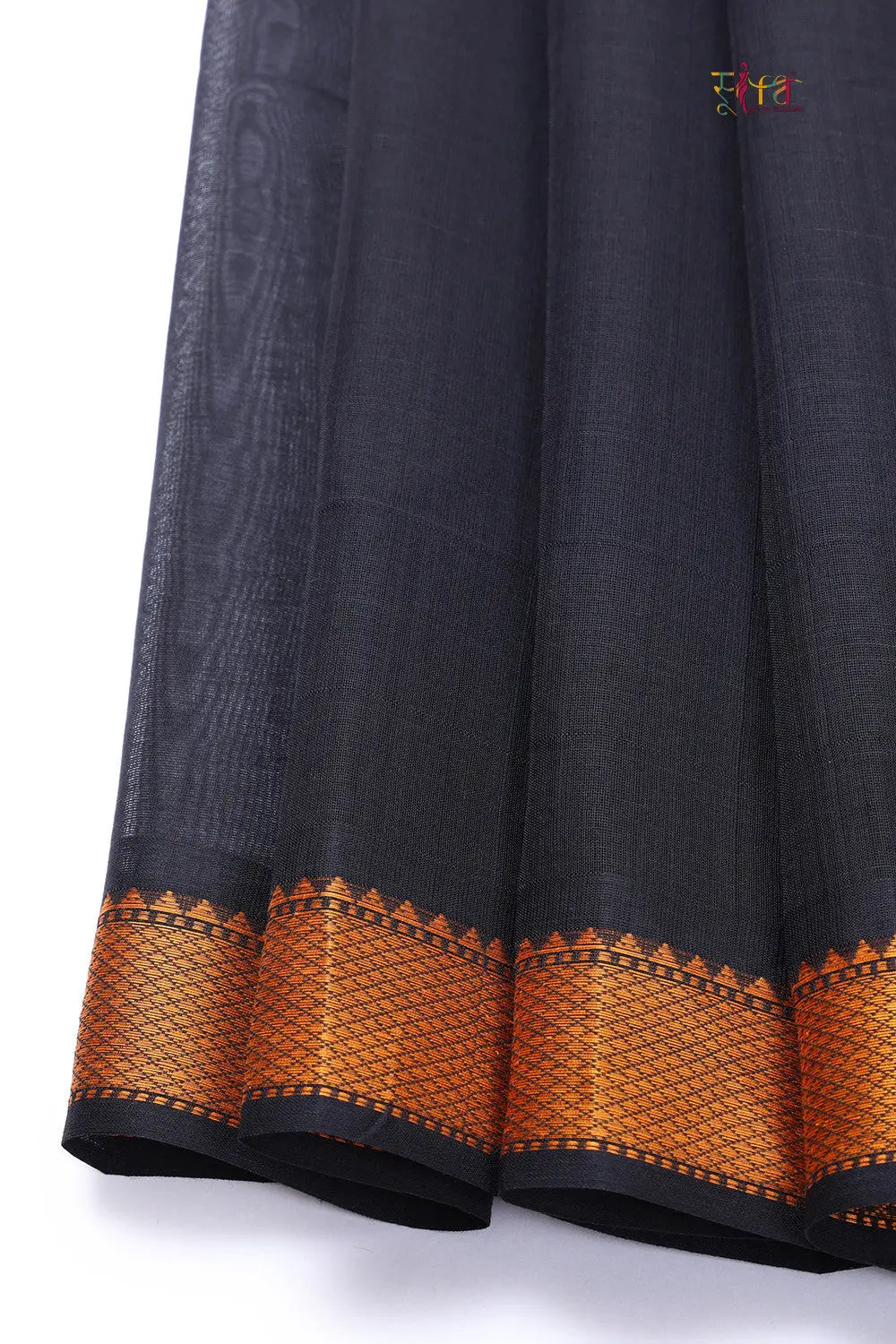 Handloom Black Pure Cotton Kanchi Contemporary Saree-Sutra Art of Clothing