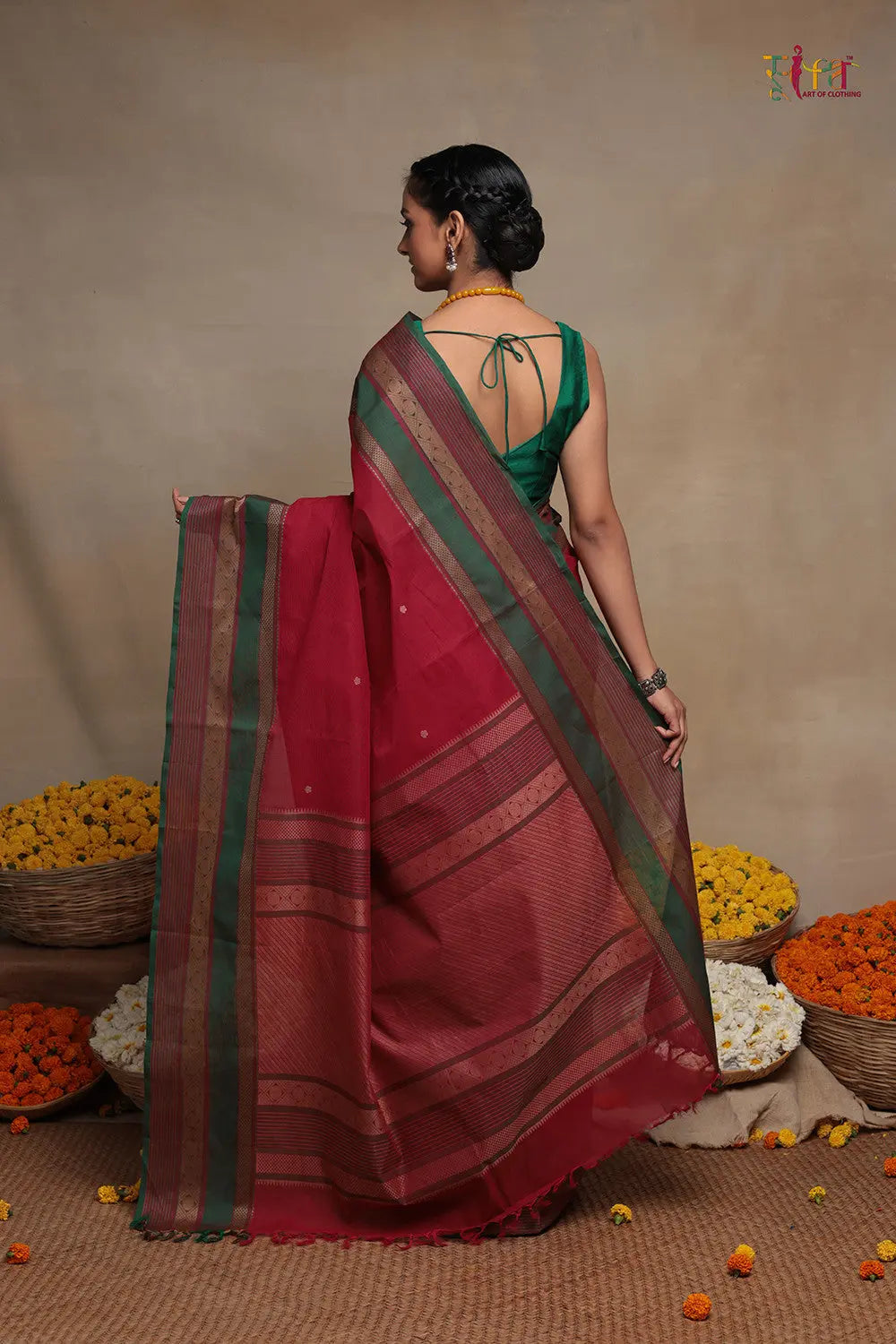 Handloom Rani Pure Cotton Kanchi Saree-Sutra Art of Clothing