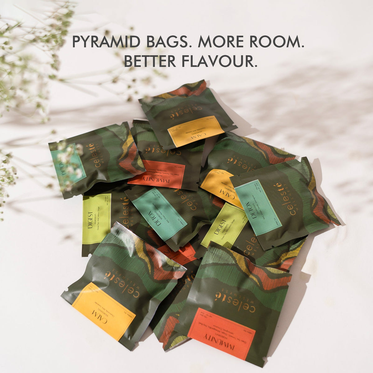 Assorted Tea Bags | Herbal & Green Tea Sampler - 15 Count