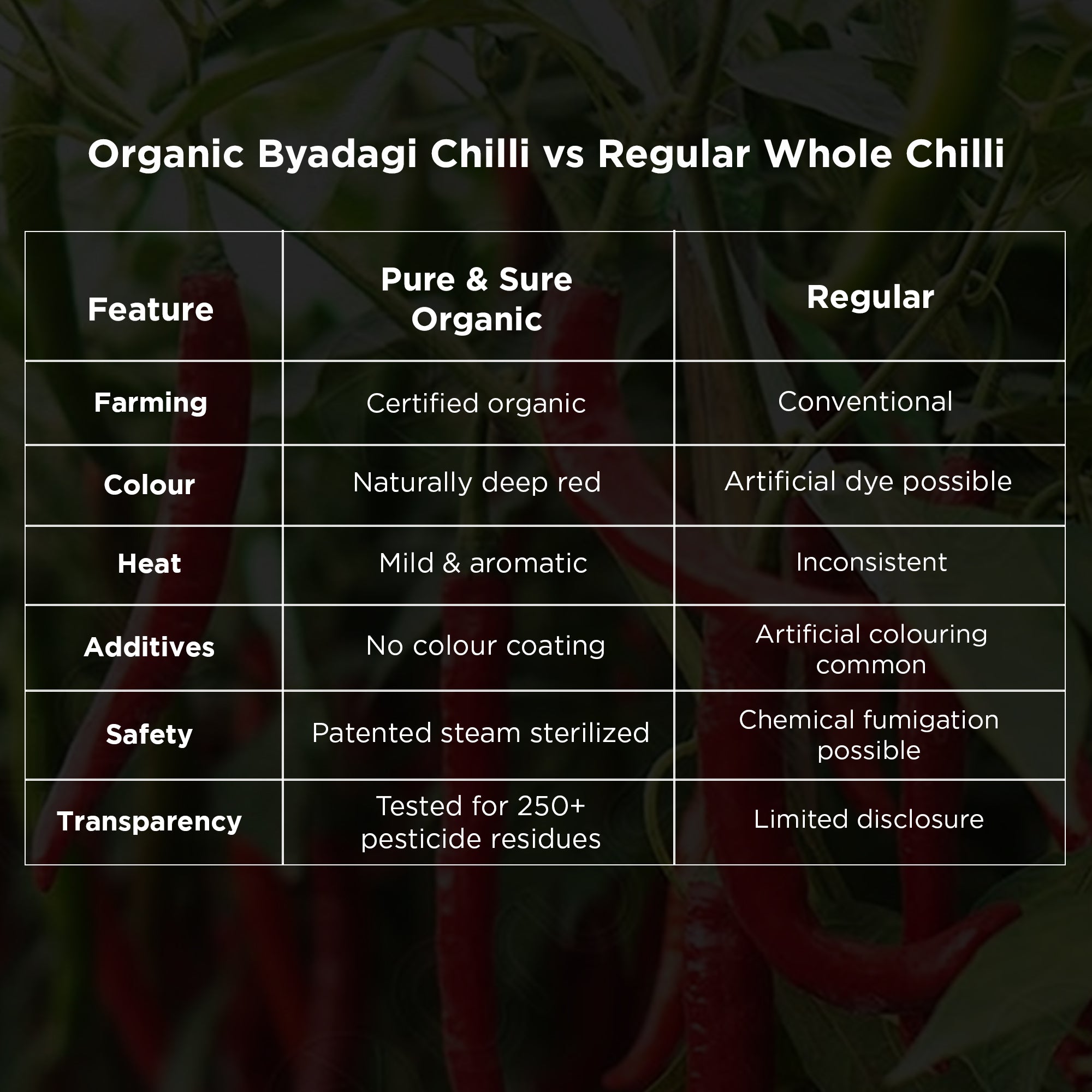 Byadagi Chilli Comparison