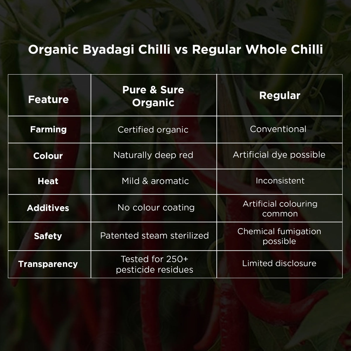 Byadagi Chilli Comparison