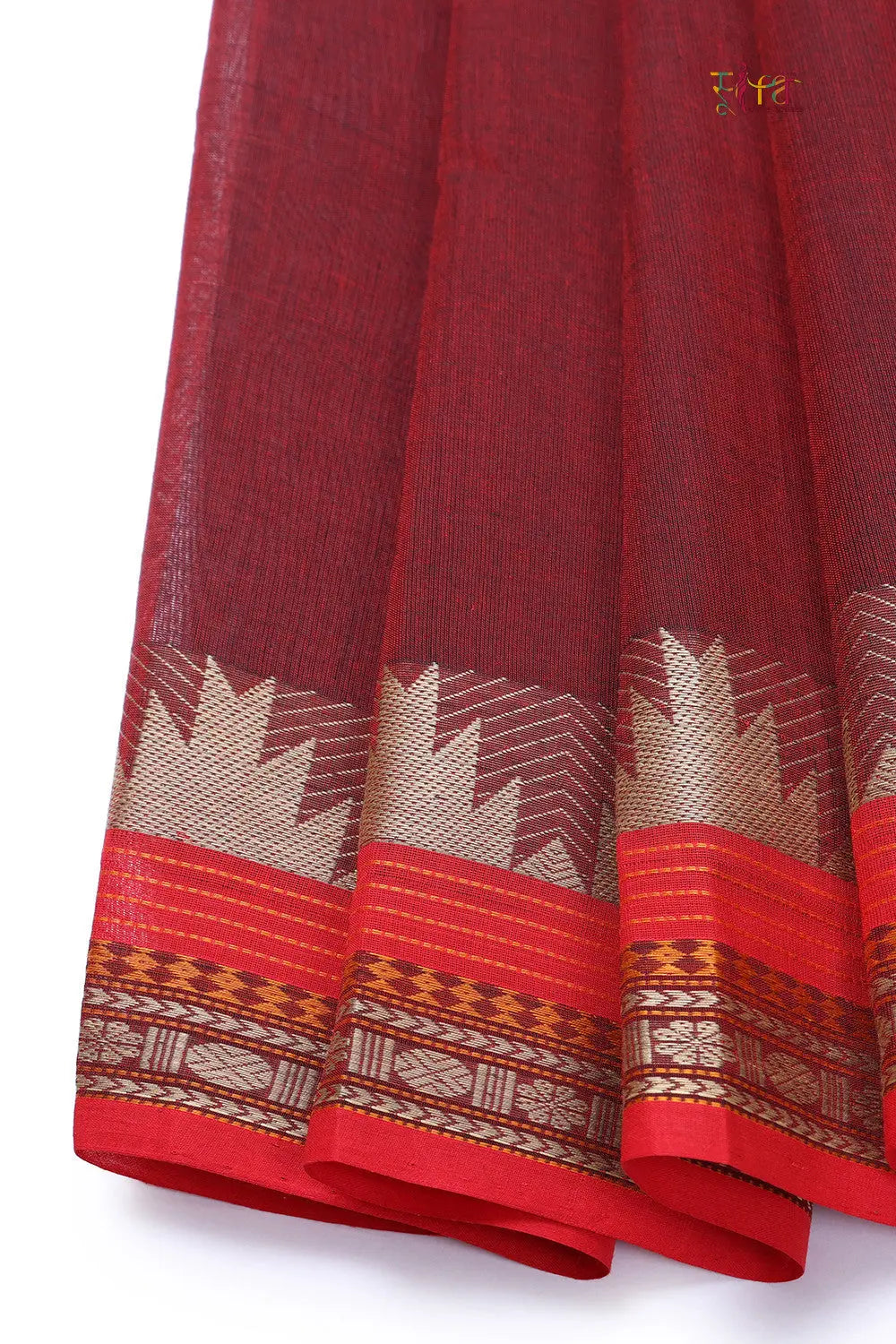 Maroon Handloom Pure Cotton Kanchi Saree-Sutra Art of Clothing