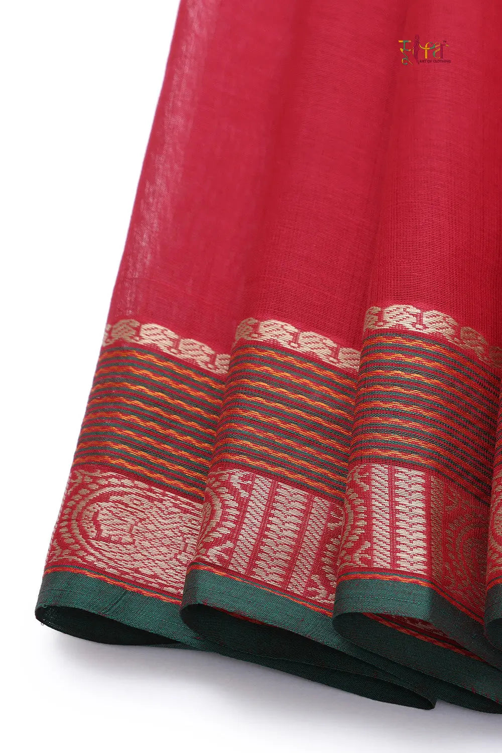 Handloom Magenta Pure Cotton Kanchi Saree-Sutra Art of Clothing