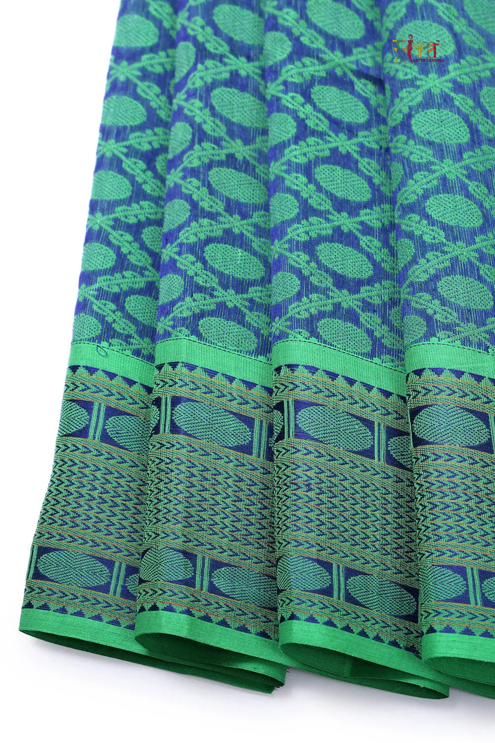 Green Pure Cotton Handloom Kanchi Saree-Sutra Art of Clothing