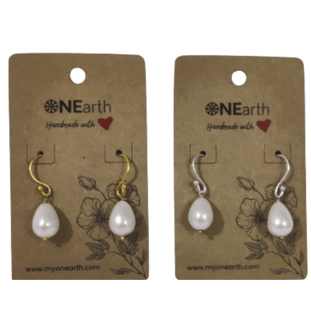 #77 - Drop Baroque shell pearl Earrings - ONEarth