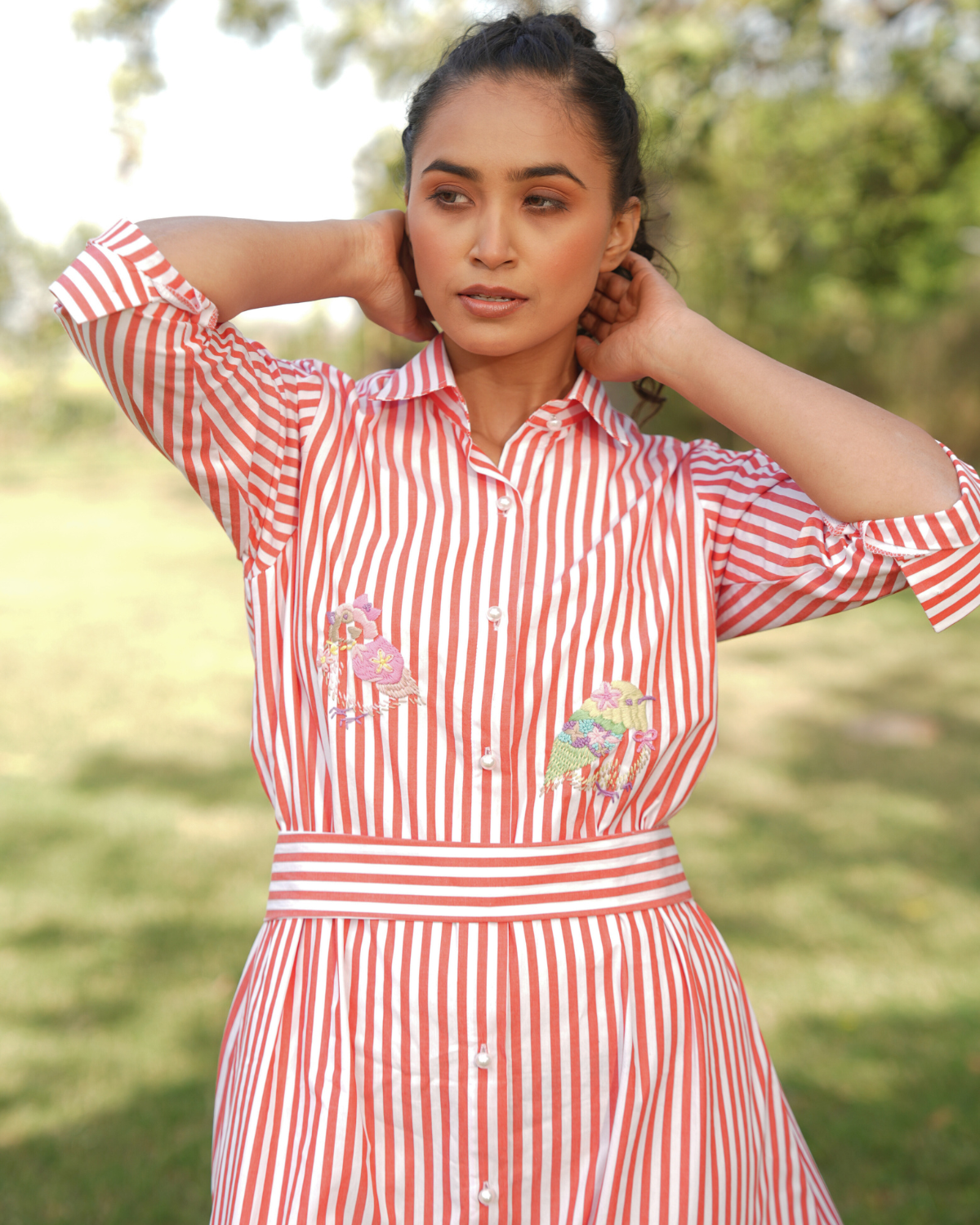 Elina Hand-Embroidered Midi Dress – hand-embroidered 100% cotton – RASRA MAI