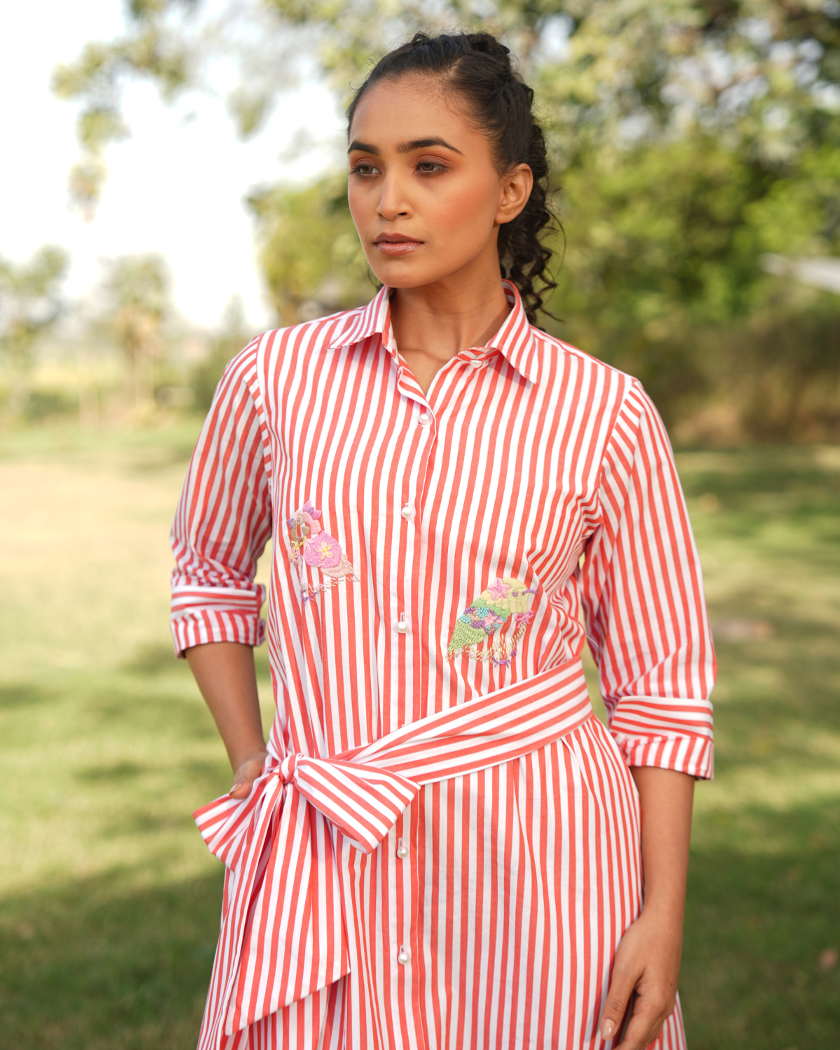 Elina Hand-Embroidered Midi Dress – hand-embroidered 100% cotton – RASRA MAI