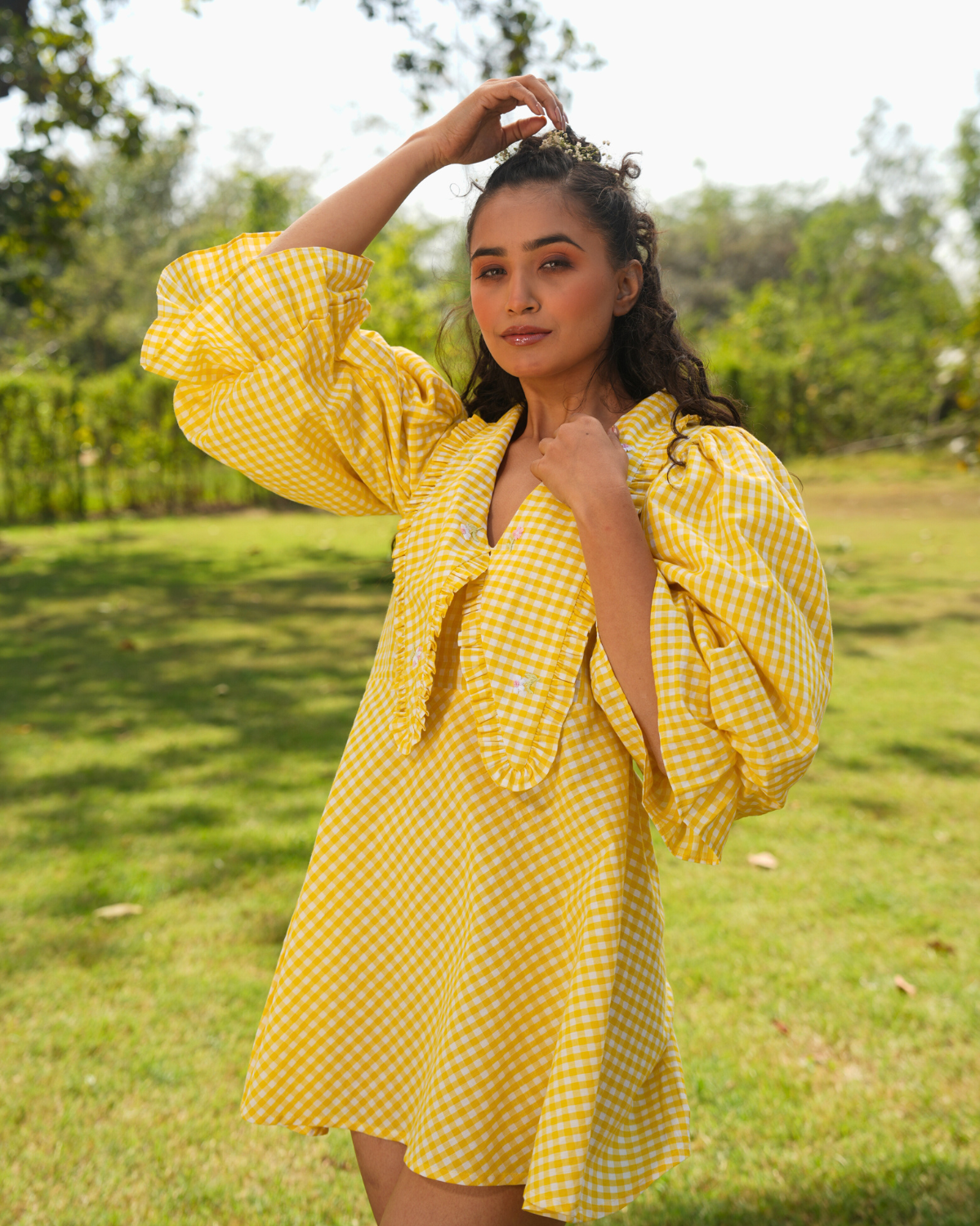 Revaa Hand-Embroidered Short Dress – hand-embroidered 100% cotton – RASRA MAI