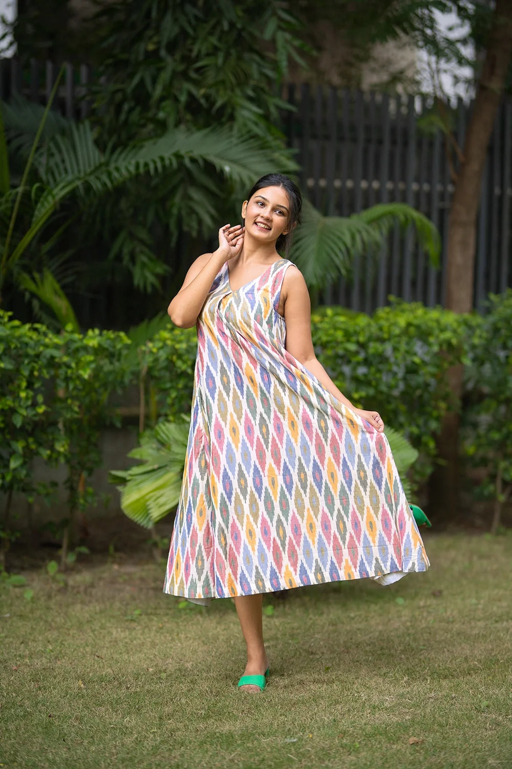 Casatta Ikkat Cotton Dress-Sutra Art of Clothing