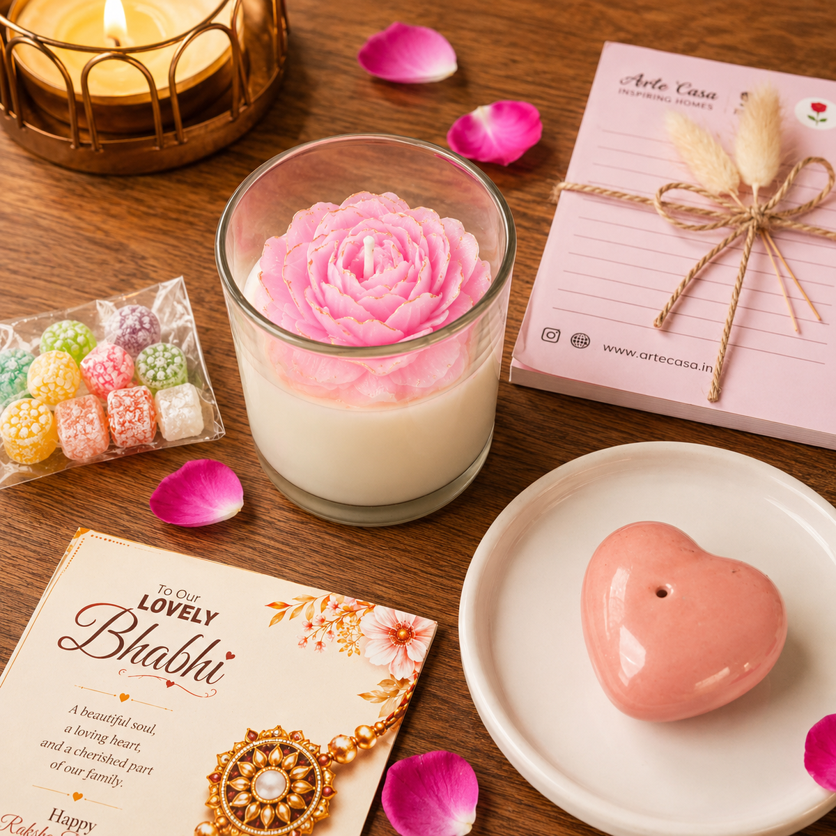Pooja Loving Bhabhi Shubh Aashirwad Rakhi Hamper - https://artecasa.in/