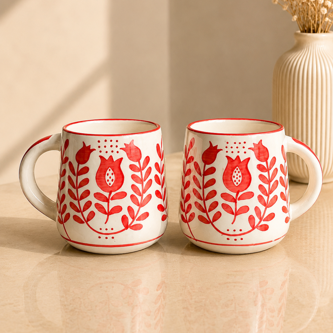 Festive Chai & Glow Mug Gift Box | 2 Mugs & Matka Soy Wax Candle - https://artecasa.in/