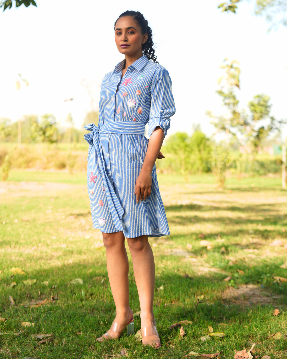 Rishika Hand-Embroidered Shirt Dress – hand-embroidered 100% cotton – RASRA MAI