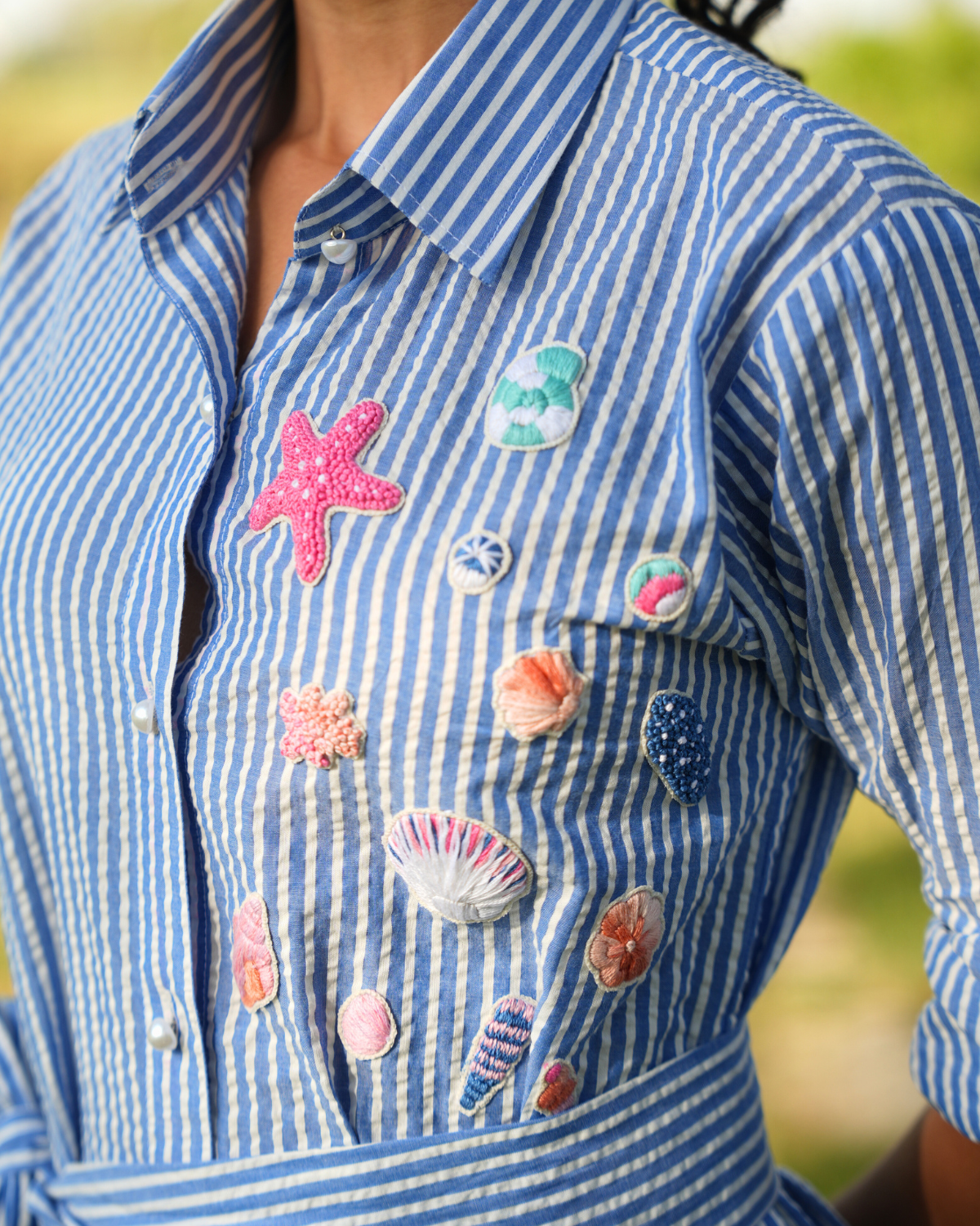 Rishika Hand-Embroidered Shirt Dress – hand-embroidered 100% cotton – RASRA MAI