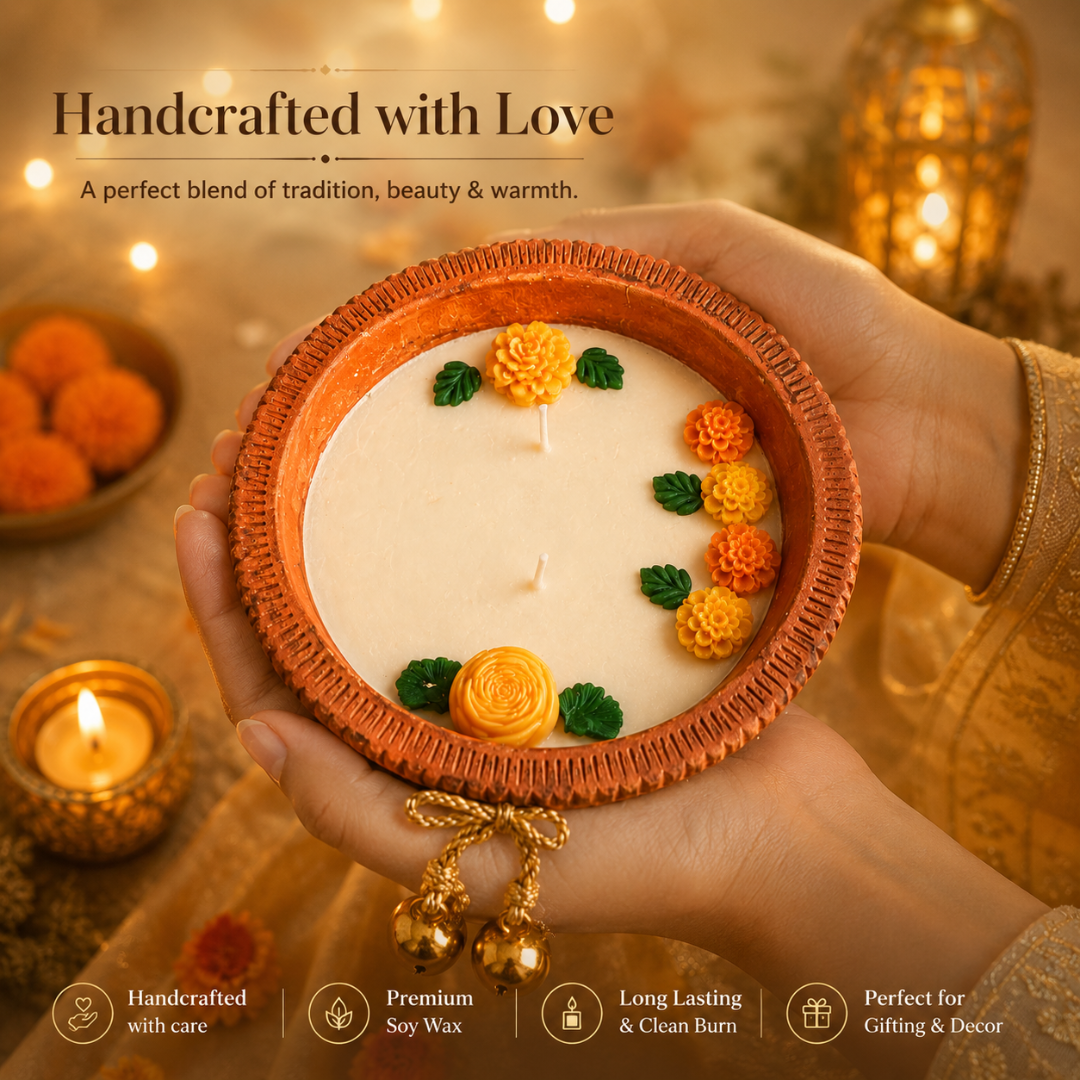 Earth Ember Terracotta Candle | Sandalwood Soy Wax Diwali Candle - https://artecasa.in/