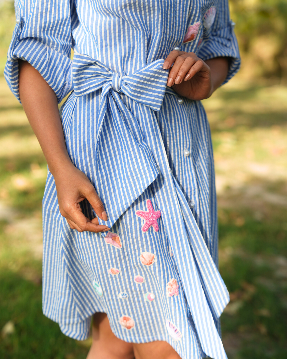 Rishika Hand-Embroidered Shirt Dress – hand-embroidered 100% cotton – RASRA MAI
