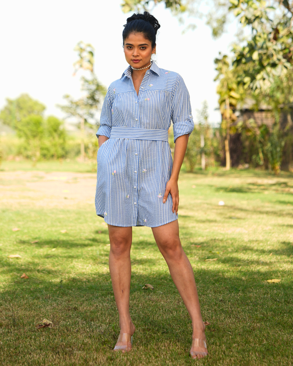 Arnnikaa Hand-Embroidered Short Dress – hand-embroidered 100% cotton – RASRA MAI