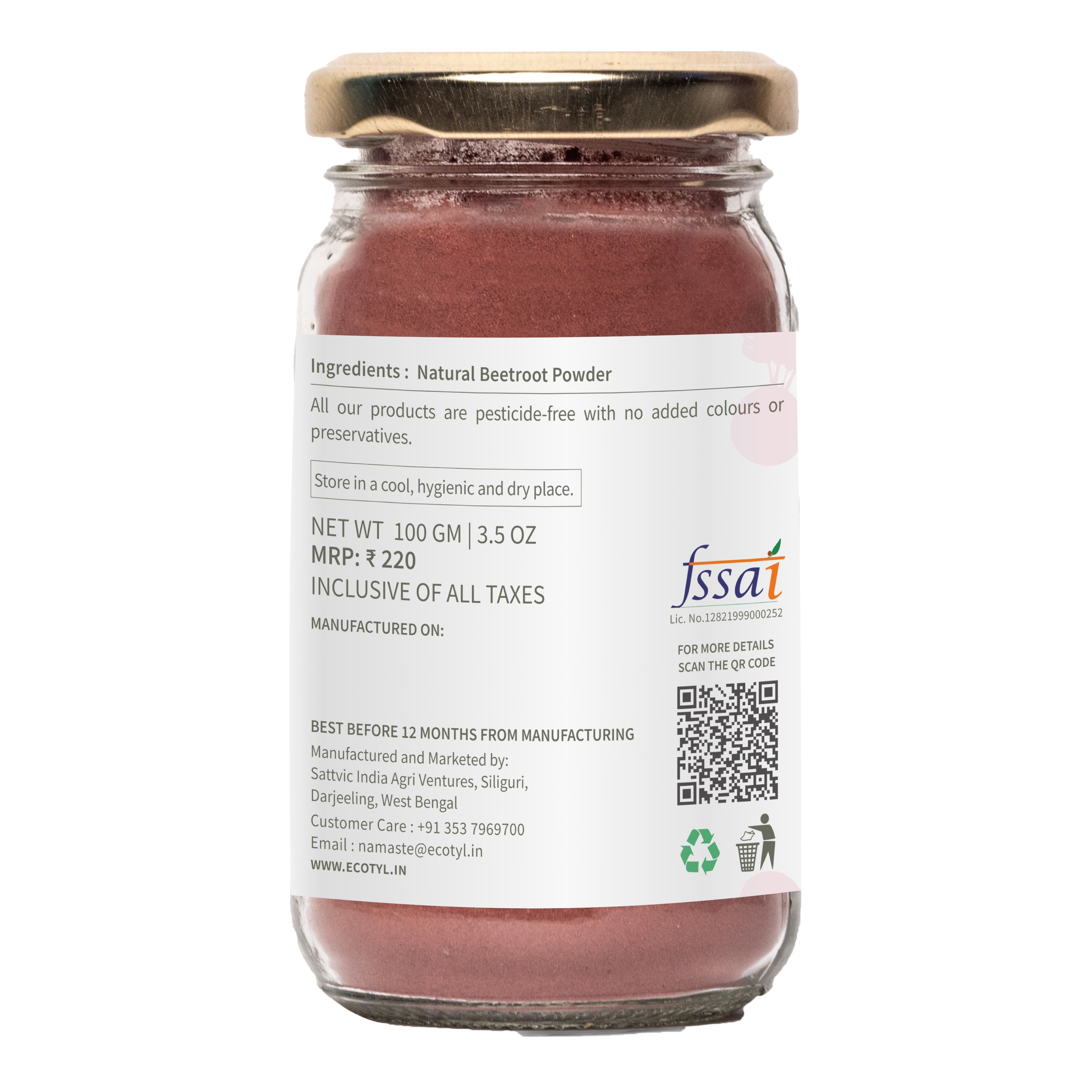 Beetroot Powder - Ecotyl - 100% Organic I Sustainable