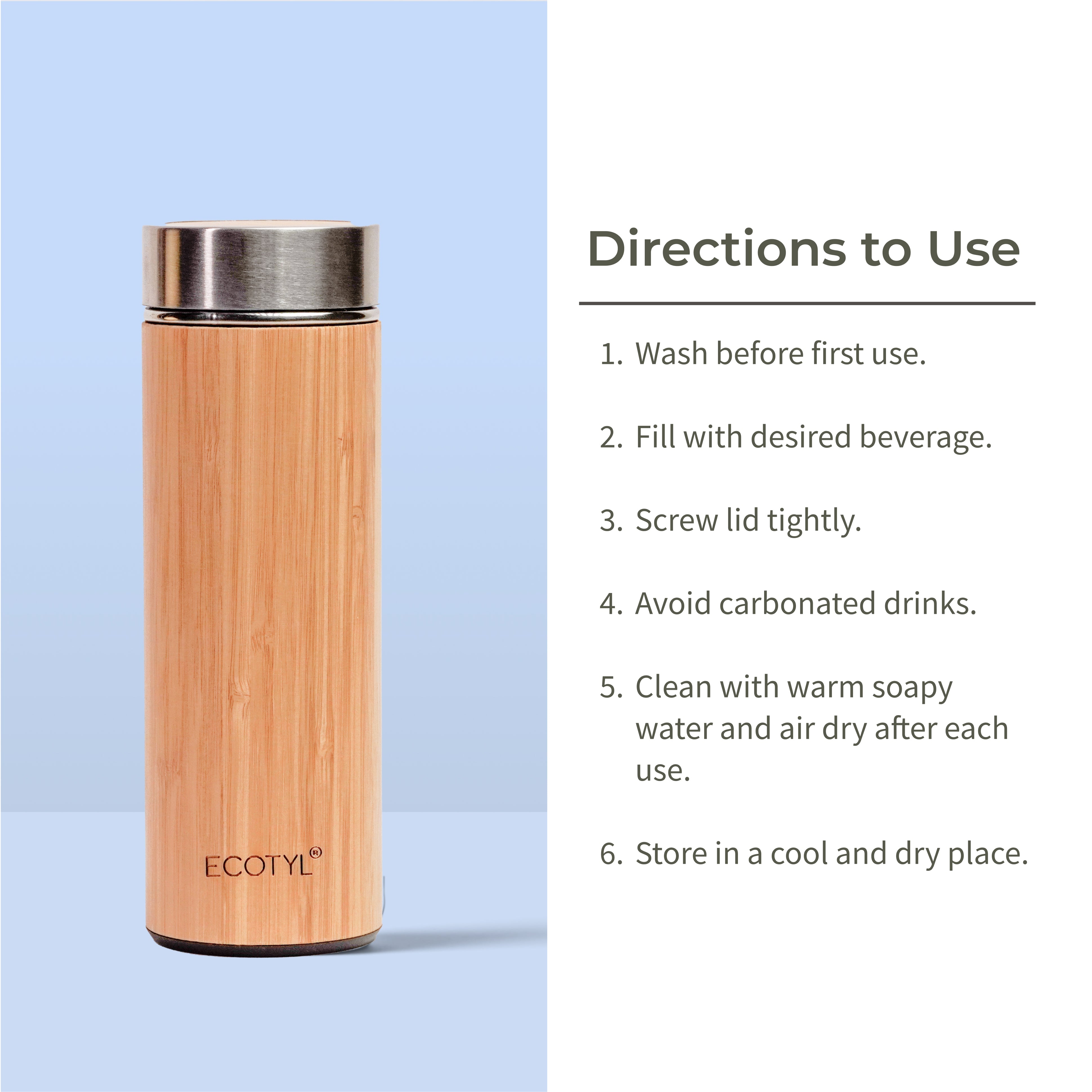 Bamboo Stainless Steel Insulated Flask - Ecotyl - 100% Organic I Sustainable