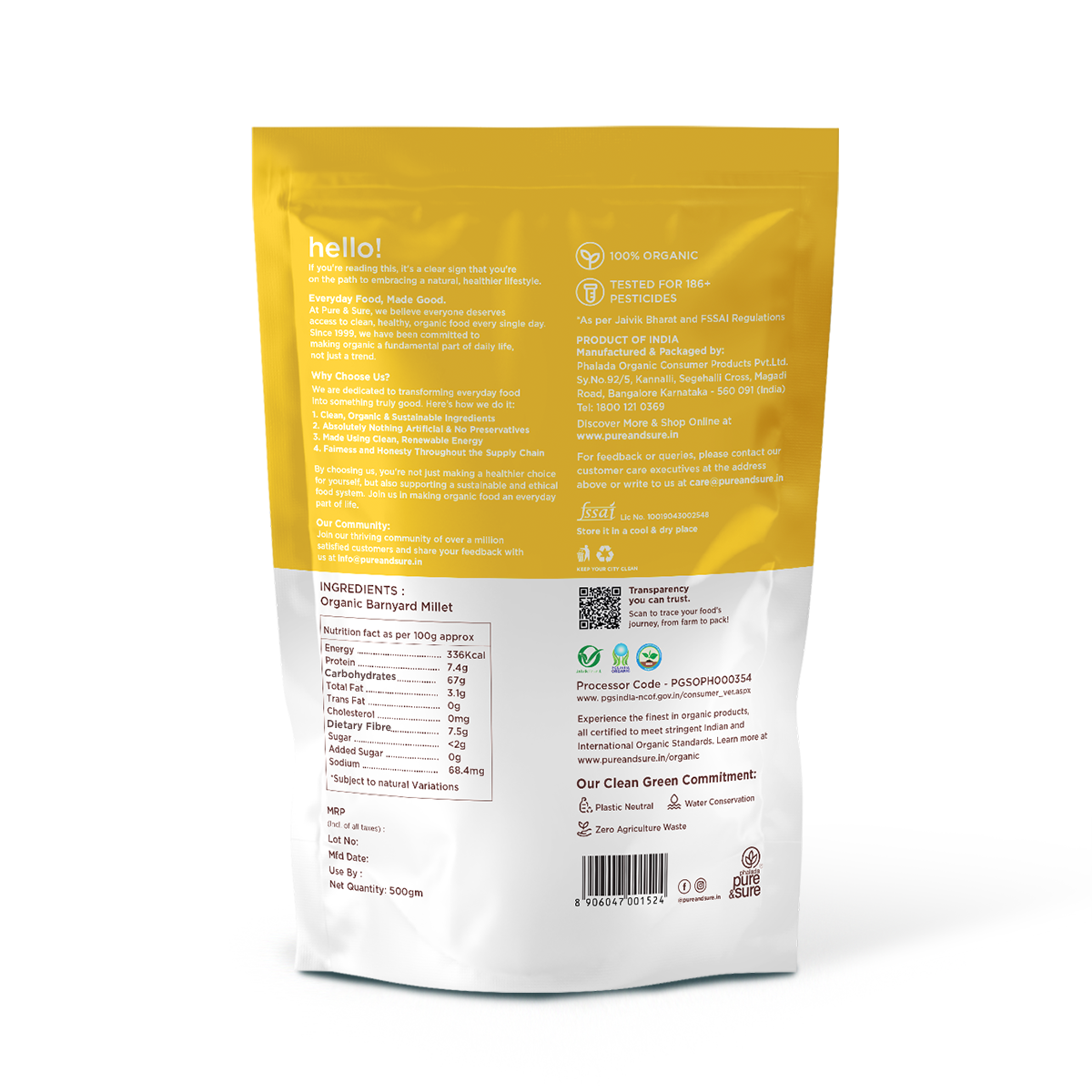 Organic Barnyard Millet Back